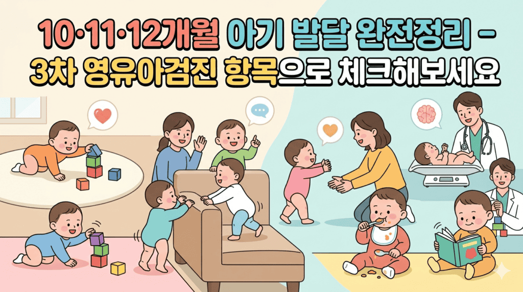 10·11·12개월 아기 발달을 3차 영유아검진 항목으로 체크하여 볼 수 있게 정리한 모습